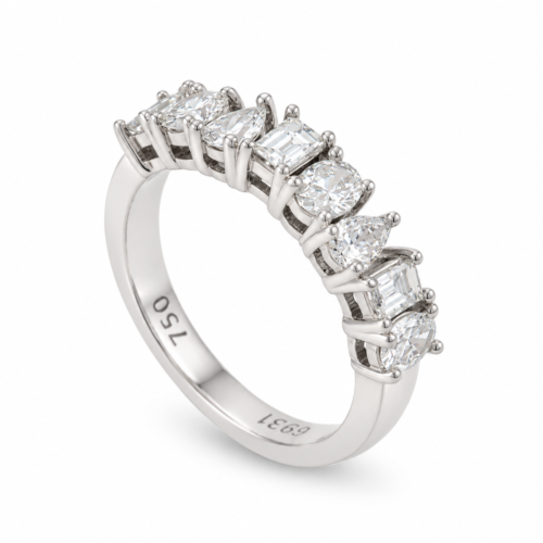 18k White Gold Mixed-Cut Diamond Band