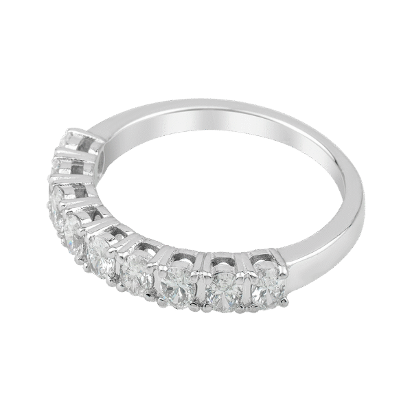 Classic White Gold Oval Diamond Band - Image 3