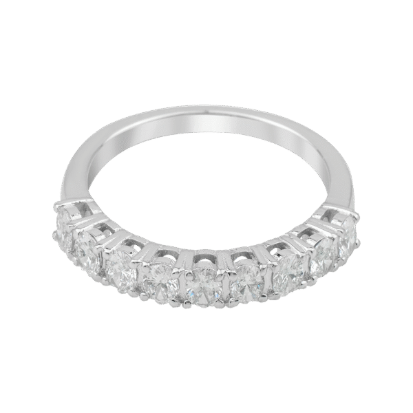 Classic White Gold Oval Diamond Band - Image 2