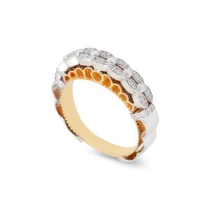 yellow and white gold diamond band