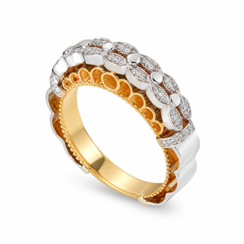 yellow and white gold diamond band