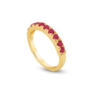 Yellow Gold Ruby Band with Nine Natural Rubies