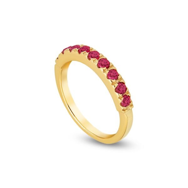 Yellow Gold Ruby Band with Nine Natural Rubies