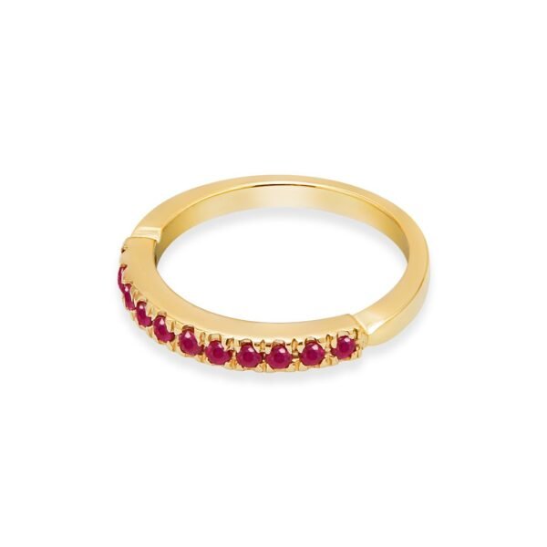 Yellow Gold Ruby Stacking Band with Eleven Natural Rubies - Image 3
