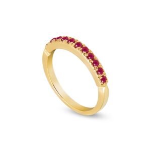 Yellow Gold Ruby Stacking Band with Eleven Natural Rubies