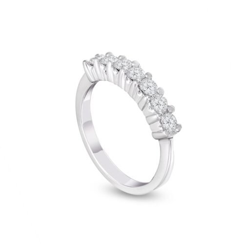 White Gold Diamond Band with Seven Brilliant-Cut Diamonds