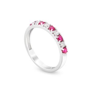 White Gold Diamond Ruby Band with Alternating Stones
