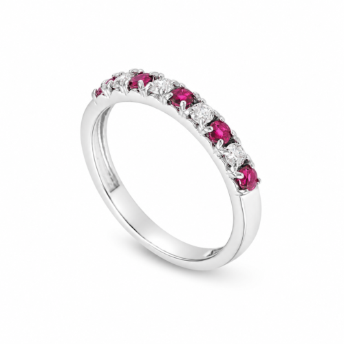 white gold diamond ruby band
