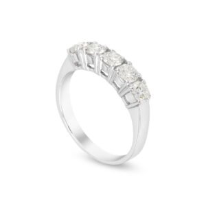 White Gold Five-Diamond Band with 0.98 cts VS1-G Stones