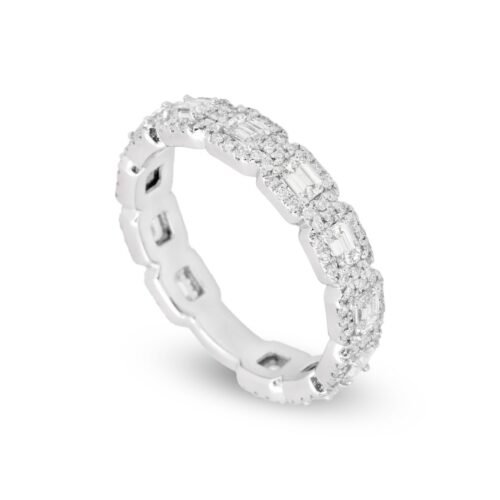 18k White Gold Diamond Band with Diamonds