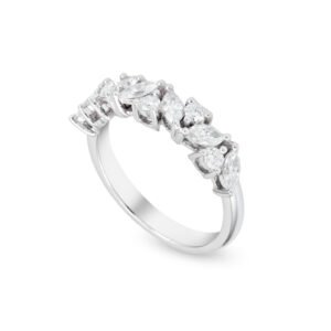 white gold marquise and round diamond band