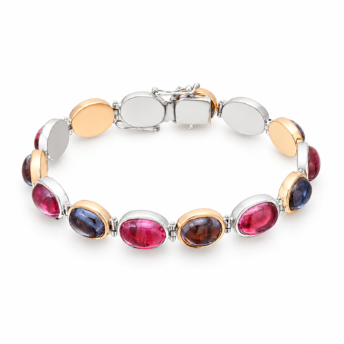 18K White and Yellow Gold Tourmaline Bracelet