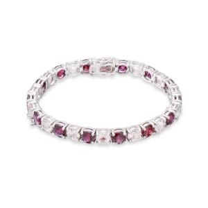 Morganite and Rubellite Bracelet in White Gold