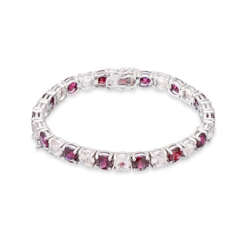 Morganite and Rubellite Bracelet in White Gold