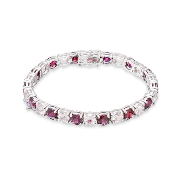 Morganite and Rubellite Bracelet in White Gold
