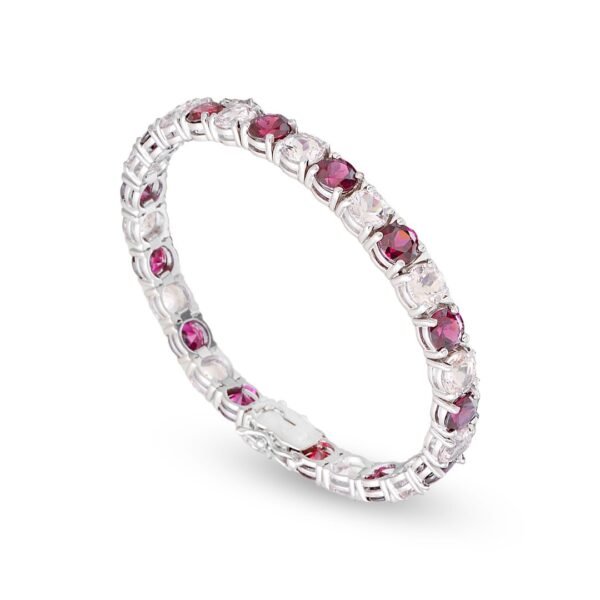 Morganite and Rubellite Bracelet in White Gold - Image 2