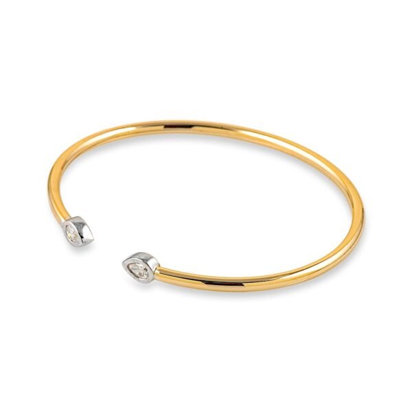 18k Gold Pear Diamond Bracelet – Yellow & White Gold Elegance - Image 2