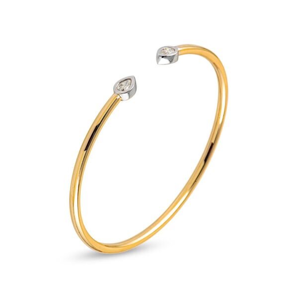 18k Gold Pear Diamond Bracelet – Yellow & White Gold Elegance - Image 3