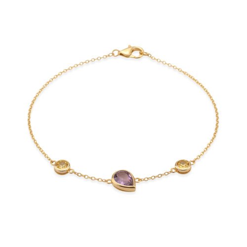 gold citrine and amethyst bracelet