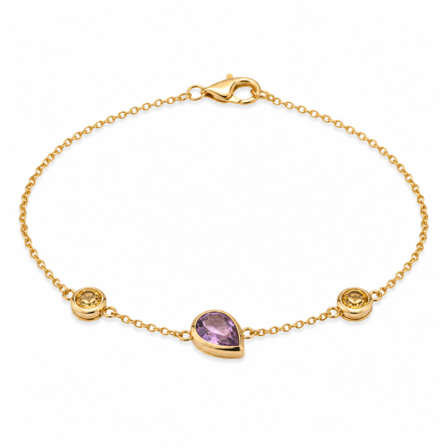 gold citrine and amethyst bracelet