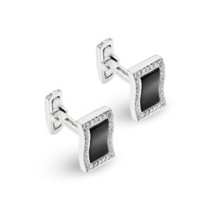Onyx and Diamond Cufflinks in White Gold