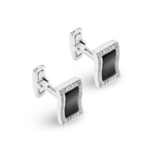 Onyx and Diamond Cufflinks in White Gold