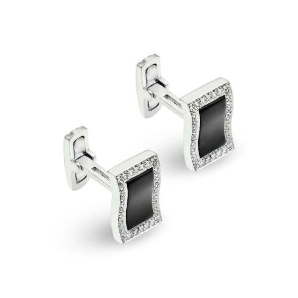 Onyx and Diamond Cufflinks in White Gold