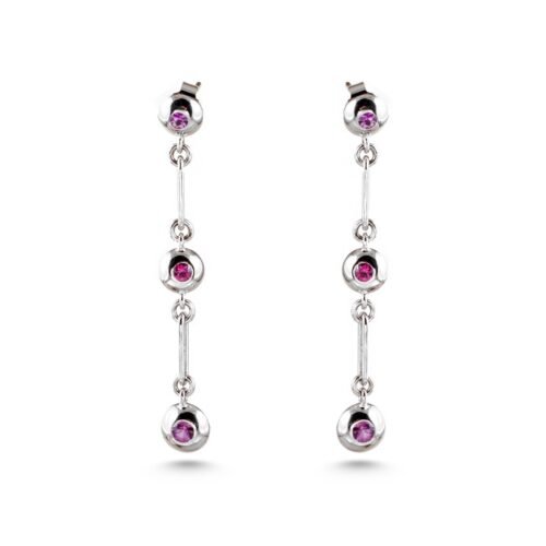 Elegant 18-Karat White Gold Earrings with Color Sapphires