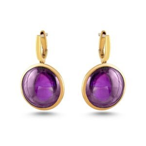 Elegant 18K Yellow Gold Amethyst Earrings