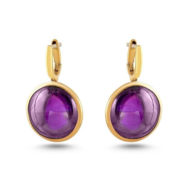 Elegant 18K Yellow Gold Amethyst Earrings