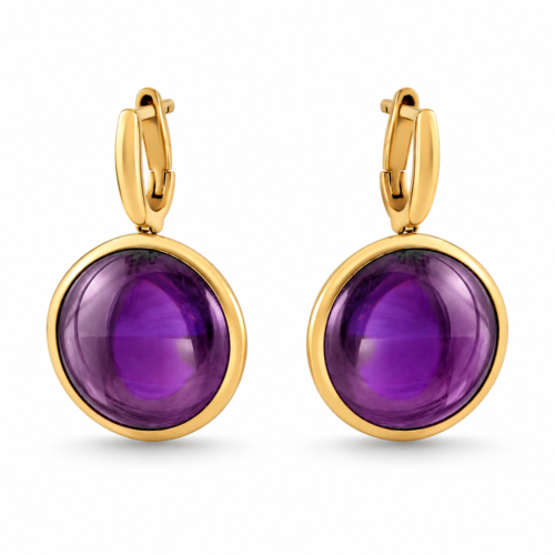 18k yellow gold amethyst earrings