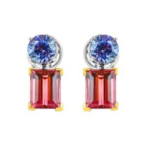 Lumina White & Yellow Gold Tanzanite and Tourmaline Earrings