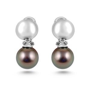 18K White Gold Natural Tahitian Pearl Earrings