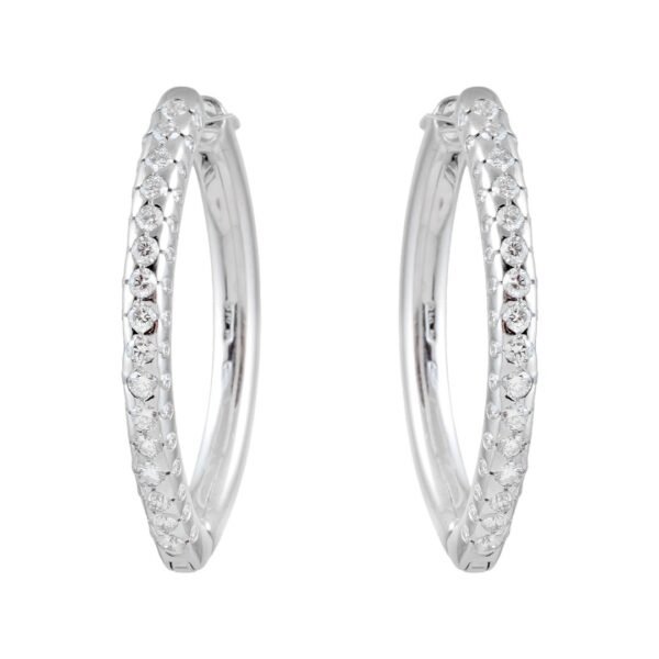 18K White Gold Diamond Earrings - Image 3