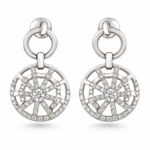 18K White Gold Diamond Drop Earrings