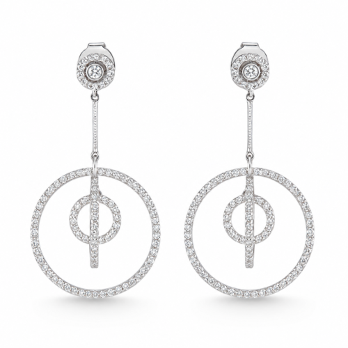 18k white gold round brilliant diamond earrings