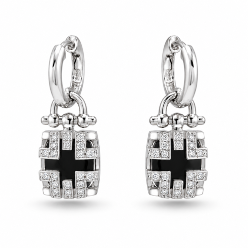 18k white gold earrings with diamonds and onyx