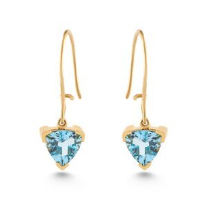 Elegant 18K Yellow Gold Blue Topaz Earrings