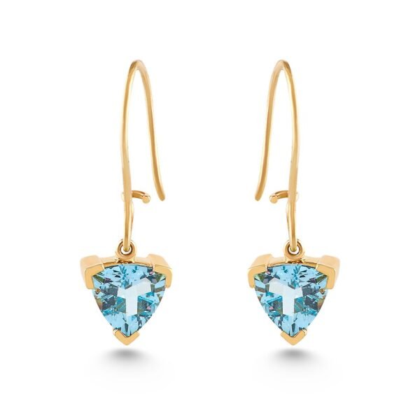 Elegant 18K Yellow Gold Blue Topaz Earrings
