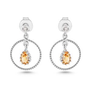 18K White Gold Citrine and Diamond Earrings
