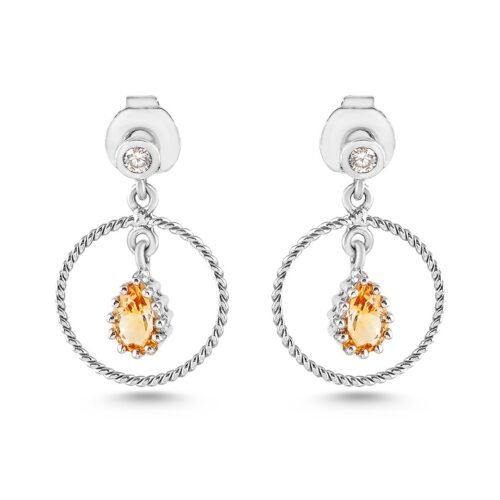 18K White Gold Citrine and Diamond Earrings