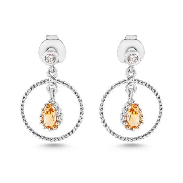 18K White Gold Citrine and Diamond Earrings