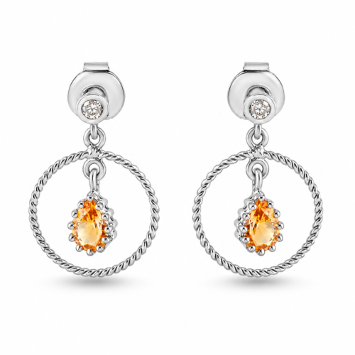 18K White Gold Citrine and Diamond Earrings