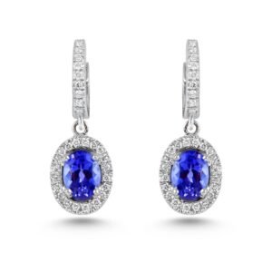 18K White Gold Diamond and Tanzanite Earrings