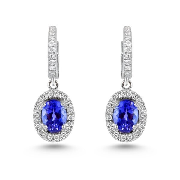 18K White Gold Diamond and Tanzanite Earrings