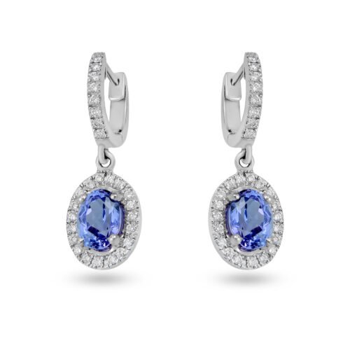 18K White Gold Diamond and Tanzanite Earrings
