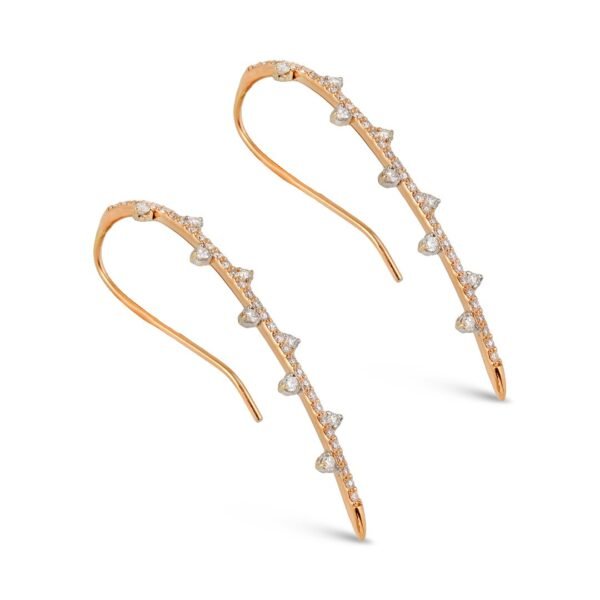 18K Rose & White Gold Diamond Earrings - Image 2