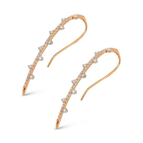 18K Rose & White Gold Diamond Earrings - Image 3