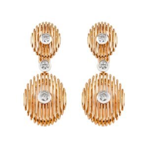 18K Rose and White Gold Diamond Earrings