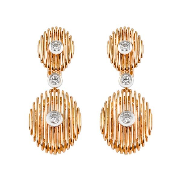 18K Rose and White Gold Diamond Earrings